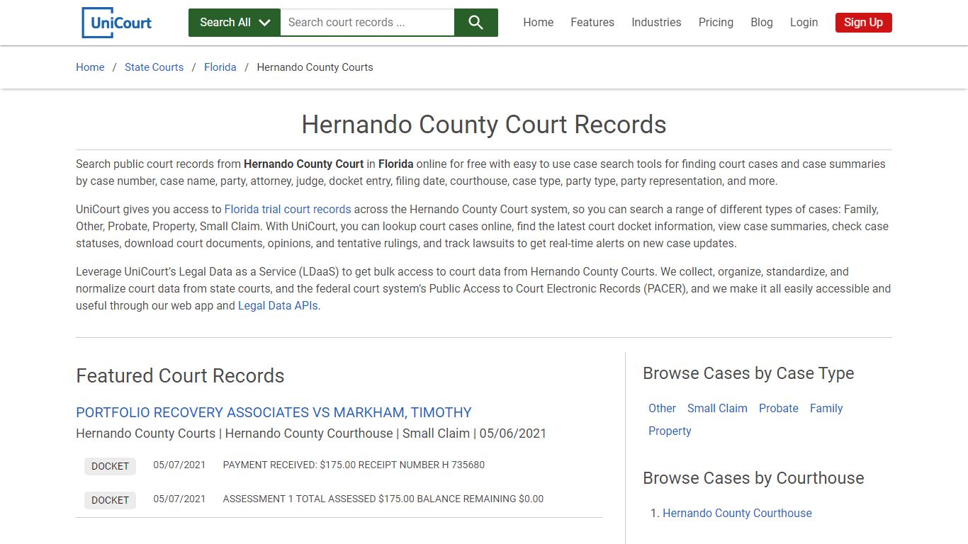 Hernando County Court Records | Florida | UniCourt